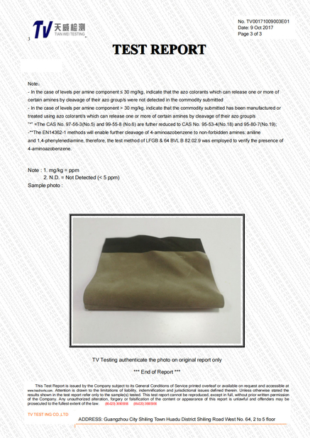 China Guangzhou Tegao Leather goods Co.,Ltd Certification